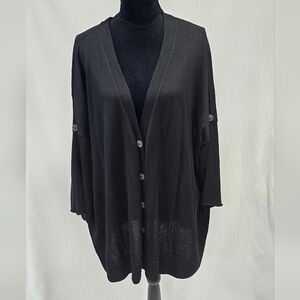 Peruvian Connection women XL cardigan duster wool/silk open front lagenlook cozy